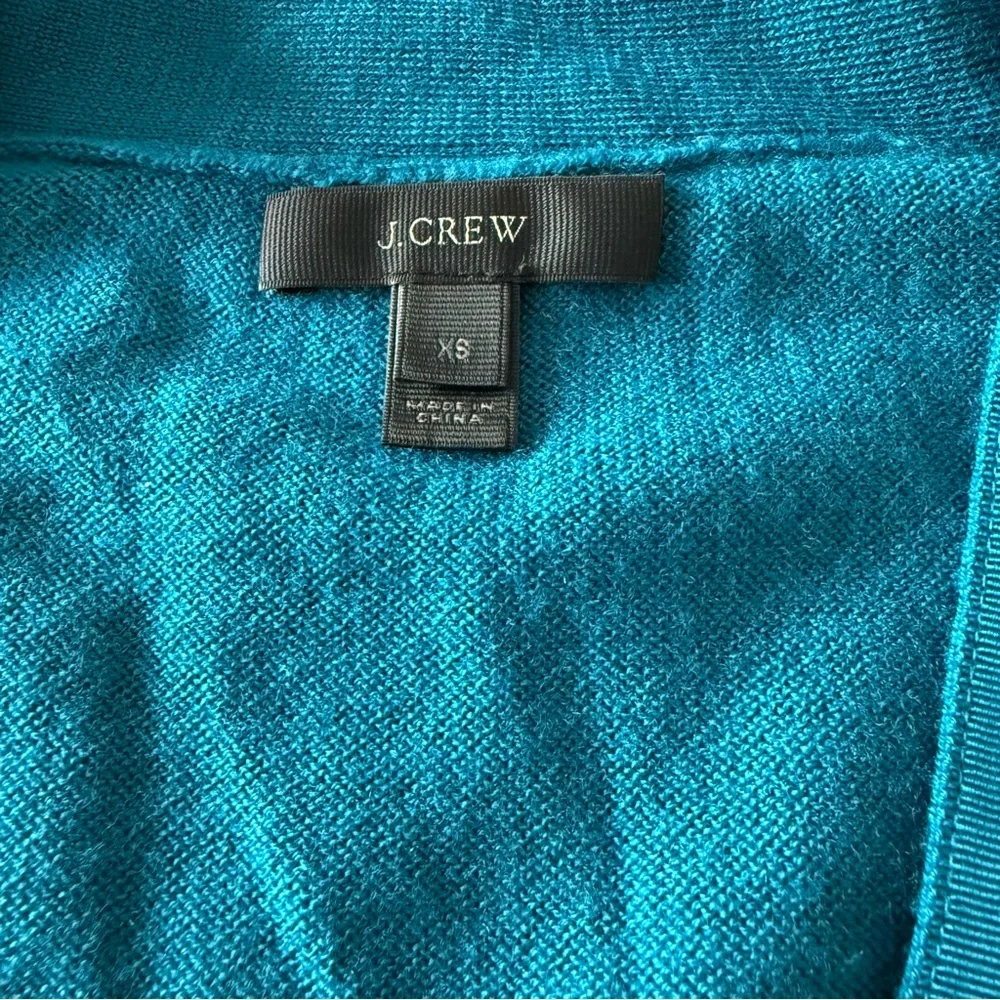 J. Crew 100% Merino Wool Button-Up V-neck Cardigan Teal Size XS - Picture 3 of 7